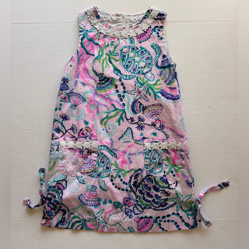 Lilly Pulitzer Dress Shift Girls Shells Starfish Coral